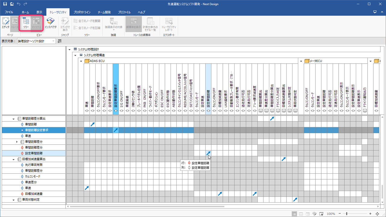 Switch between tree format and matrix format